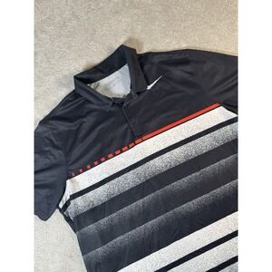 Nike Golf Tour Performance Dri Fit Polo Shirt Striped Black Mens XL‎ Vented Back